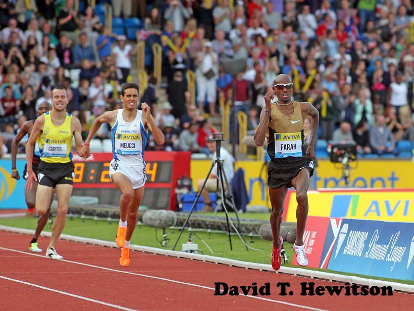 Mo Farah winning the 2 miles, 2012 Samsung Diamond League, Birmingham.